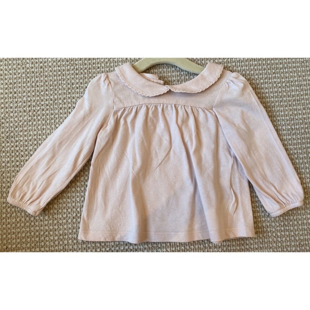 Bout’chou France Cotton Baby Girl Top Shirt Collar Pink 6m 6 Months